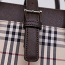 BURBERRY Nova Check Hand Bag Nylon Canvas Beige Auth mr245-10
