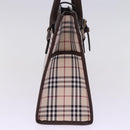 BURBERRY Nova Check Hand Bag Nylon Canvas Beige Auth mr245-3
