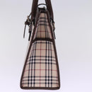 BURBERRY Nova Check Hand Bag Nylon Canvas Beige Auth mr245-4