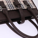 BURBERRY Nova Check Hand Bag Nylon Canvas Beige Auth mr245-6