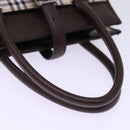 BURBERRY Nova Check Hand Bag Nylon Canvas Beige Auth mr245-7