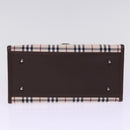 BURBERRY Nova Check Hand Bag Nylon Canvas Beige Auth mr245-5