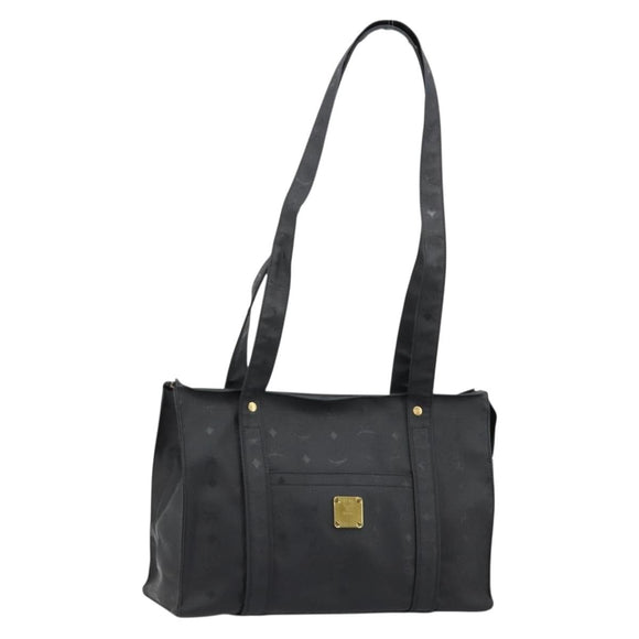 MCM Vicetos Logogram Shoulder Bag PVC Black Gold Auth mr2450