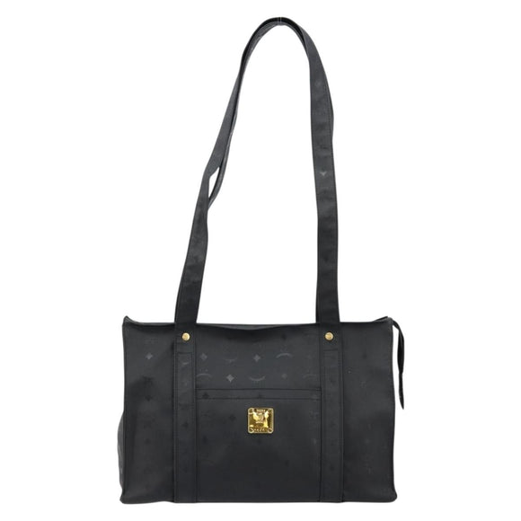 MCM Vicetos Logogram Shoulder Bag PVC Black Gold Auth mr2450