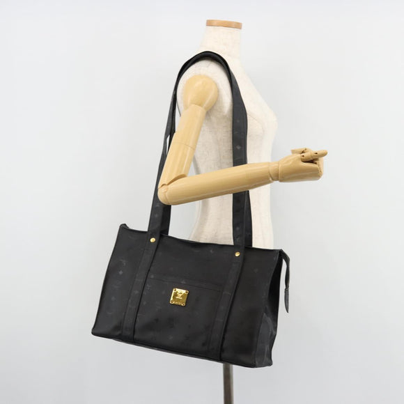 MCM Vicetos Logogram Shoulder Bag PVC Black Gold Auth mr2450