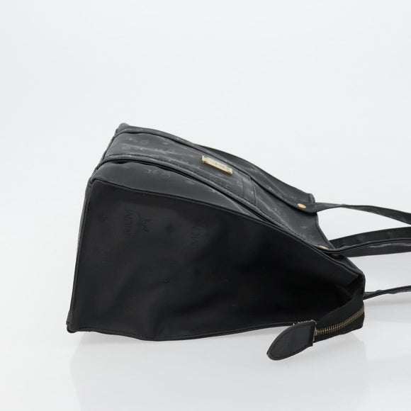 MCM Vicetos Logogram Shoulder Bag PVC Black Gold Auth mr2450