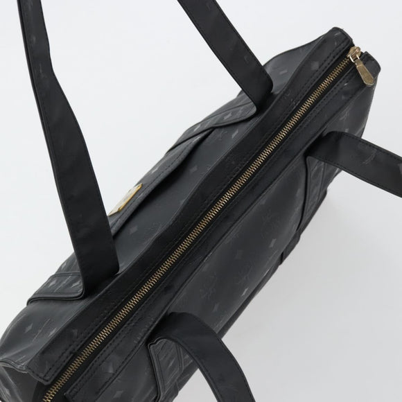 MCM Vicetos Logogram Shoulder Bag PVC Black Gold Auth mr2450