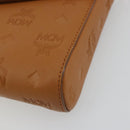 MCM Vicetos Logogram Chain Shoulder Bag Leather Brown Gold Auth mr2451V-10