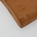 MCM Vicetos Logogram Chain Shoulder Bag Leather Brown Gold Auth mr2451V-11