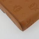 MCM Vicetos Logogram Chain Shoulder Bag Leather Brown Gold Auth mr2451V-13