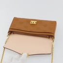 MCM Vicetos Logogram Chain Shoulder Bag Leather Brown Gold Auth mr2451V-15