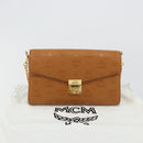 MCM Vicetos Logogram Chain Shoulder Bag Leather Brown Gold Auth mr2451V-25