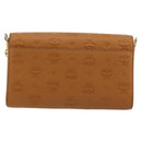 MCM Vicetos Logogram Chain Shoulder Bag Leather Brown Gold Auth mr2451V-3