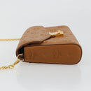 MCM Vicetos Logogram Chain Shoulder Bag Leather Brown Gold Auth mr2451V-5