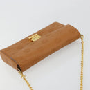MCM Vicetos Logogram Chain Shoulder Bag Leather Brown Gold Auth mr2451V-6