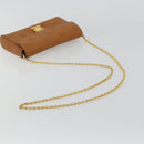 MCM Vicetos Logogram Chain Shoulder Bag Leather Brown Gold Auth mr2451V-7