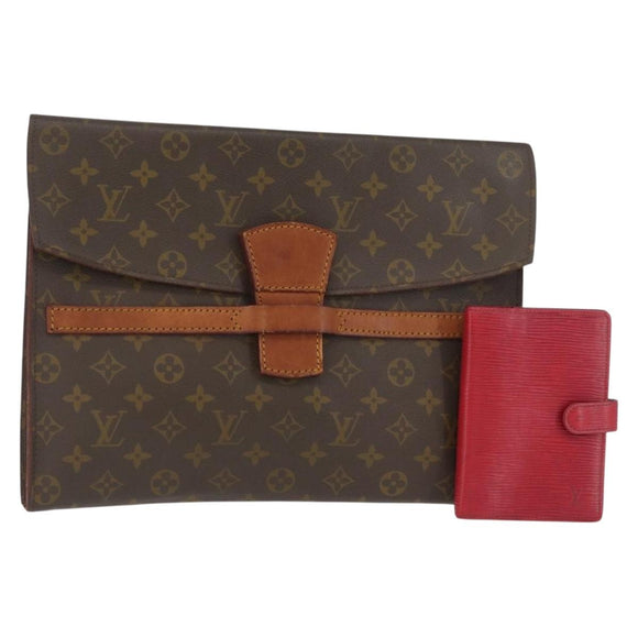 LOUIS VUITTON Monogram Epi Day Planner Cover Briefcase 2 Set Red LV Auth mr2456
