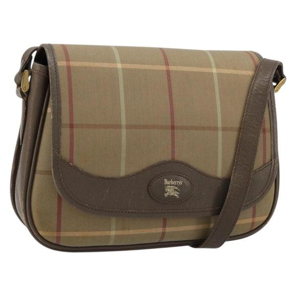 Burberrys Nova Check Shoulder Bag Canvas Beige Gold Auth mr2457