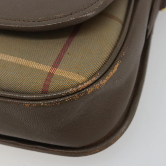 Burberrys Nova Check Shoulder Bag Canvas Beige Gold Auth mr2457