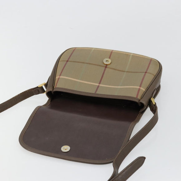 Burberrys Nova Check Shoulder Bag Canvas Beige Gold Auth mr2457