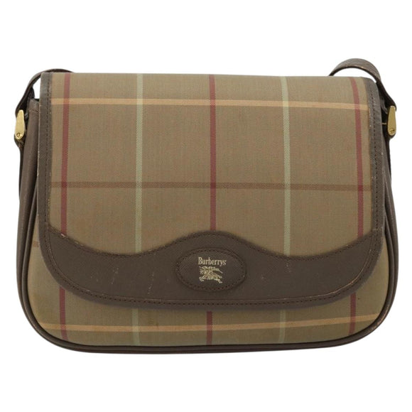 Burberrys Nova Check Shoulder Bag Canvas Beige Gold Auth mr2457
