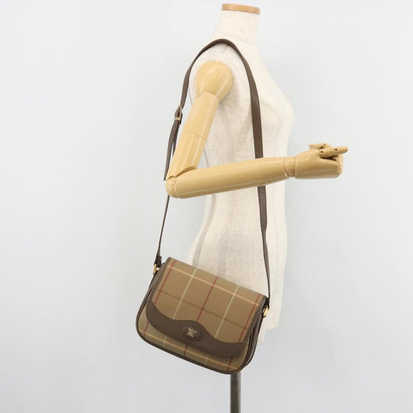 Burberrys Nova Check Shoulder Bag Canvas Beige Gold Auth mr2457