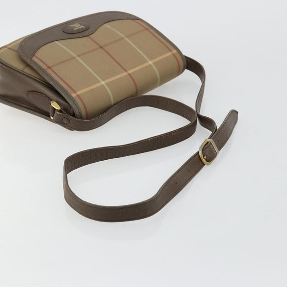 Burberrys Nova Check Shoulder Bag Canvas Beige Gold Auth mr2457