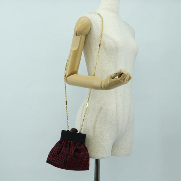 BOTTEGA VENETA INTRECCIATO Chain Shoulder Bag Nylon Multicolor Gold Auth mr2466V