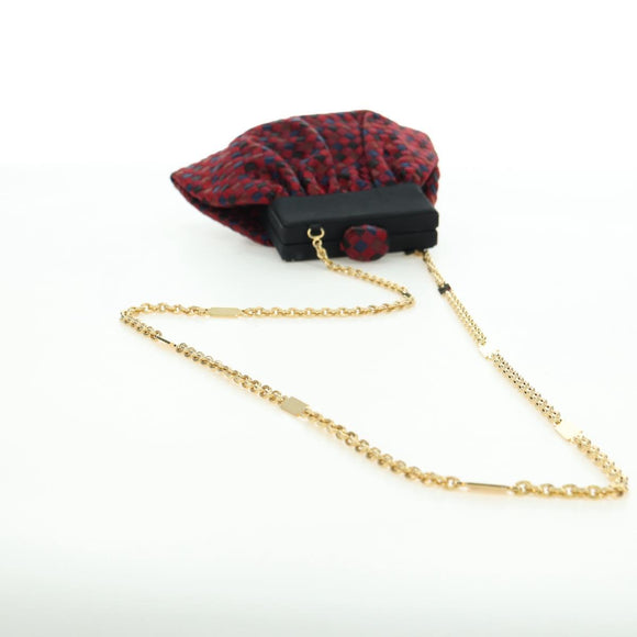 BOTTEGA VENETA INTRECCIATO Chain Shoulder Bag Nylon Multicolor Gold Auth mr2466V