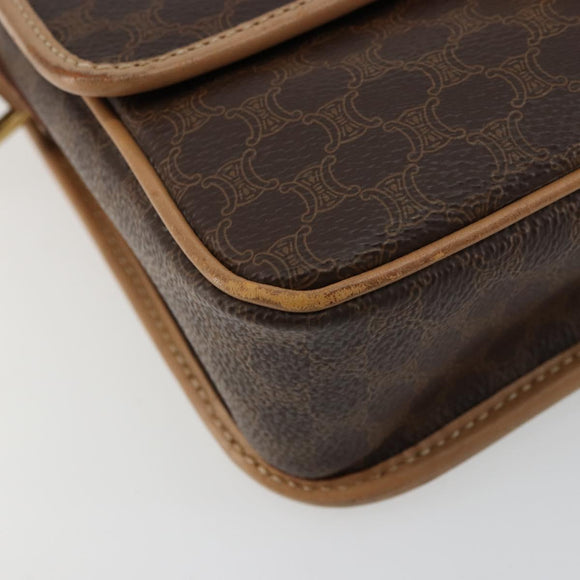 CELINE Macadam Canvas Shoulder Bag PVC Leather Brown Gold Auth mr2468A