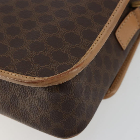 CELINE Macadam Canvas Shoulder Bag PVC Leather Brown Gold Auth mr2468A