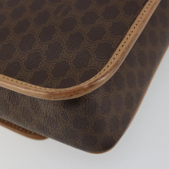 CELINE Macadam Canvas Shoulder Bag PVC Leather Brown Gold Auth mr2468A