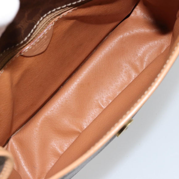 CELINE Macadam Canvas Shoulder Bag PVC Leather Brown Gold Auth mr2468A