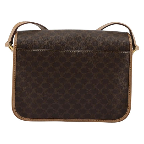 CELINE Macadam Canvas Shoulder Bag PVC Leather Brown Gold Auth mr2468A