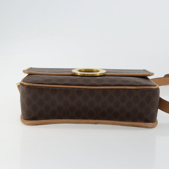 CELINE Macadam Canvas Shoulder Bag PVC Leather Brown Gold Auth mr2468A