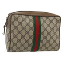 GUCCI GG Supreme Web Sherry Line Clutch Bag PVC Beige 89 01 012 Auth mr2470-1
