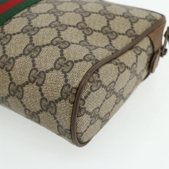 GUCCI GG Supreme Web Sherry Line Clutch Bag PVC Beige 89 01 012 Auth mr2470