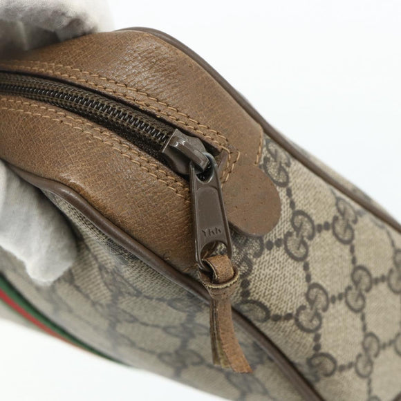 GUCCI GG Supreme Web Sherry Line Clutch Bag PVC Beige 89 01 012 Auth mr2470