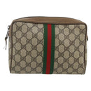 GUCCI GG Supreme Web Sherry Line Clutch Bag PVC Beige 89 01 012 Auth mr2470-2