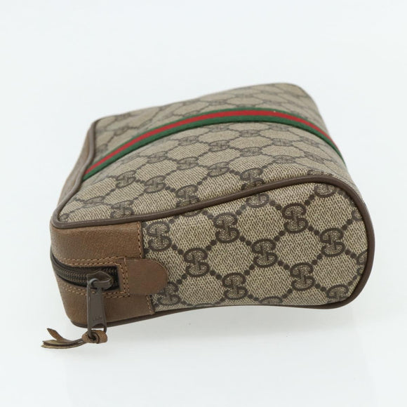 GUCCI GG Supreme Web Sherry Line Clutch Bag PVC Beige 89 01 012 Auth mr2470