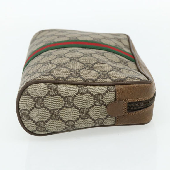 GUCCI GG Supreme Web Sherry Line Clutch Bag PVC Beige 89 01 012 Auth mr2470