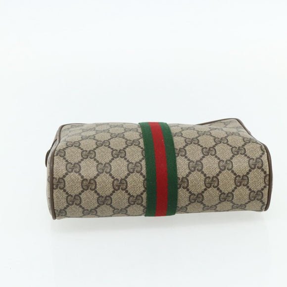 GUCCI GG Supreme Web Sherry Line Clutch Bag PVC Beige 89 01 012 Auth mr2470