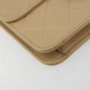 CHANEL Chain Shoulder Bag Lamb Skin Beige Gold CC Auth mr2475-11