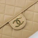 CHANEL Chain Shoulder Bag Lamb Skin Beige Gold CC Auth mr2475-14