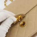 CHANEL Chain Shoulder Bag Lamb Skin Beige Gold CC Auth mr2475-15