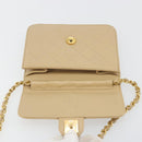 CHANEL Chain Shoulder Bag Lamb Skin Beige Gold CC Auth mr2475-17