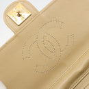 CHANEL Chain Shoulder Bag Lamb Skin Beige Gold CC Auth mr2475-19
