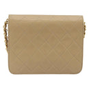 CHANEL Chain Shoulder Bag Lamb Skin Beige Gold CC Auth mr2475-3