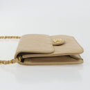 CHANEL Chain Shoulder Bag Lamb Skin Beige Gold CC Auth mr2475-5