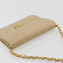 CHANEL Chain Shoulder Bag Lamb Skin Beige Gold CC Auth mr2475-6